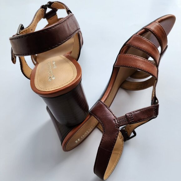 Naturalizer Size 6.5 Block Heel Leather Sandals - Picture 3 of 3